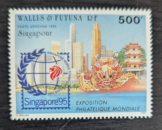 Lot 37 Wallis & Futuna SC#C185 500fr Multicolored 1995 Singapore '95 Issue, A VFNH Single, Click on Listing to See ALL Pictures, 2017 Scott Cat. $13.5