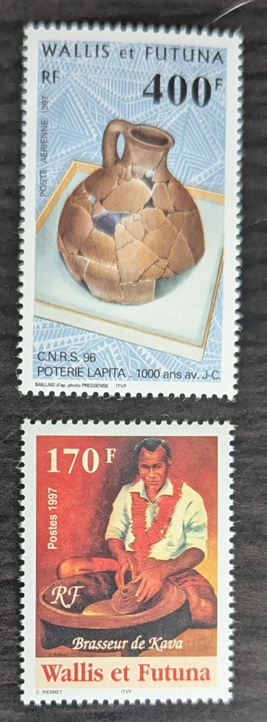 Lot 44 Wallis & Futuna SC#492/C194 1997 Brasseur de Kava - Nat'l Center for Scientific Research Issues, 2 VFNH Singles, Click on Listing to See ALL Pictures, 2017 Scott Cat. $15