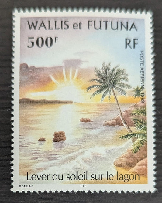 Lot 56 Wallis & Futuna SC#C214 500fr Multicolored 1999 Sunrise over a Lagoon Issue, A VFNH Single, Click on Listing to See ALL Pictures, 2017 Scott Cat. $13.5