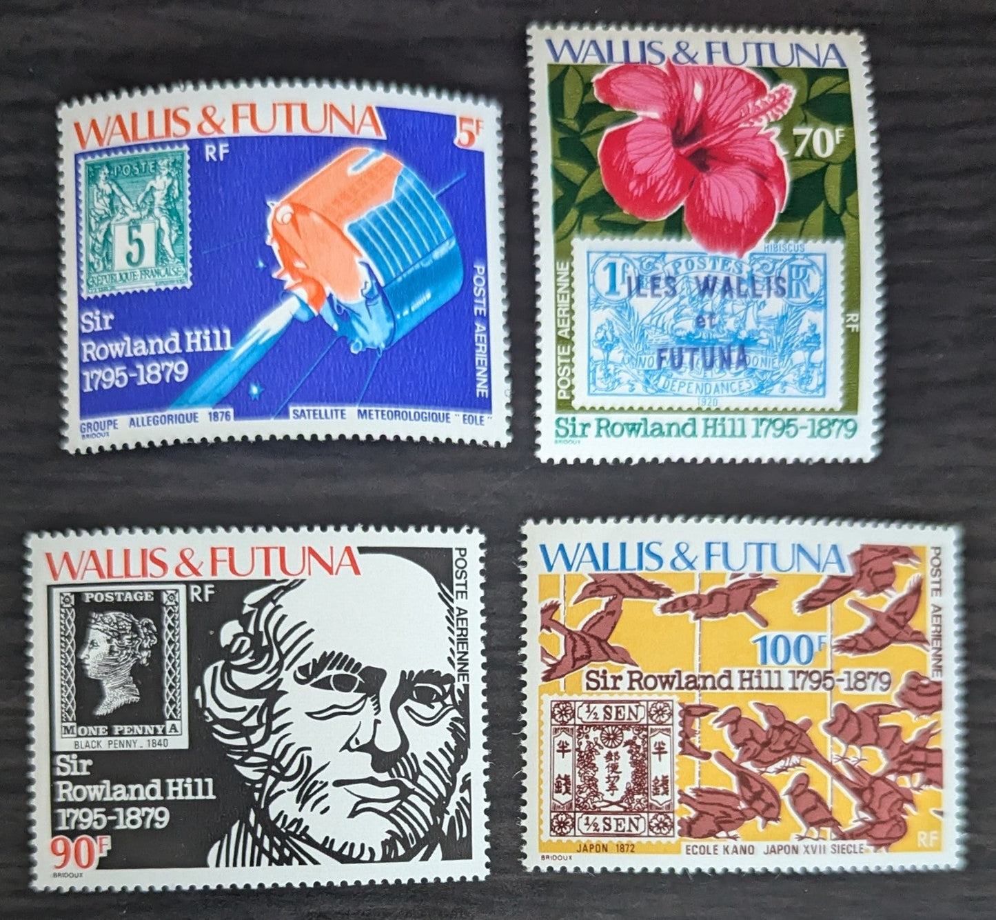 Lot 62 Wallis & Futuna SC#C90-C93 1979 Sir Rowland Hill Airmail Issue, 4 VFNH Singles, Click on Listing to See ALL Pictures, 2017 Scott Cat. $15.1