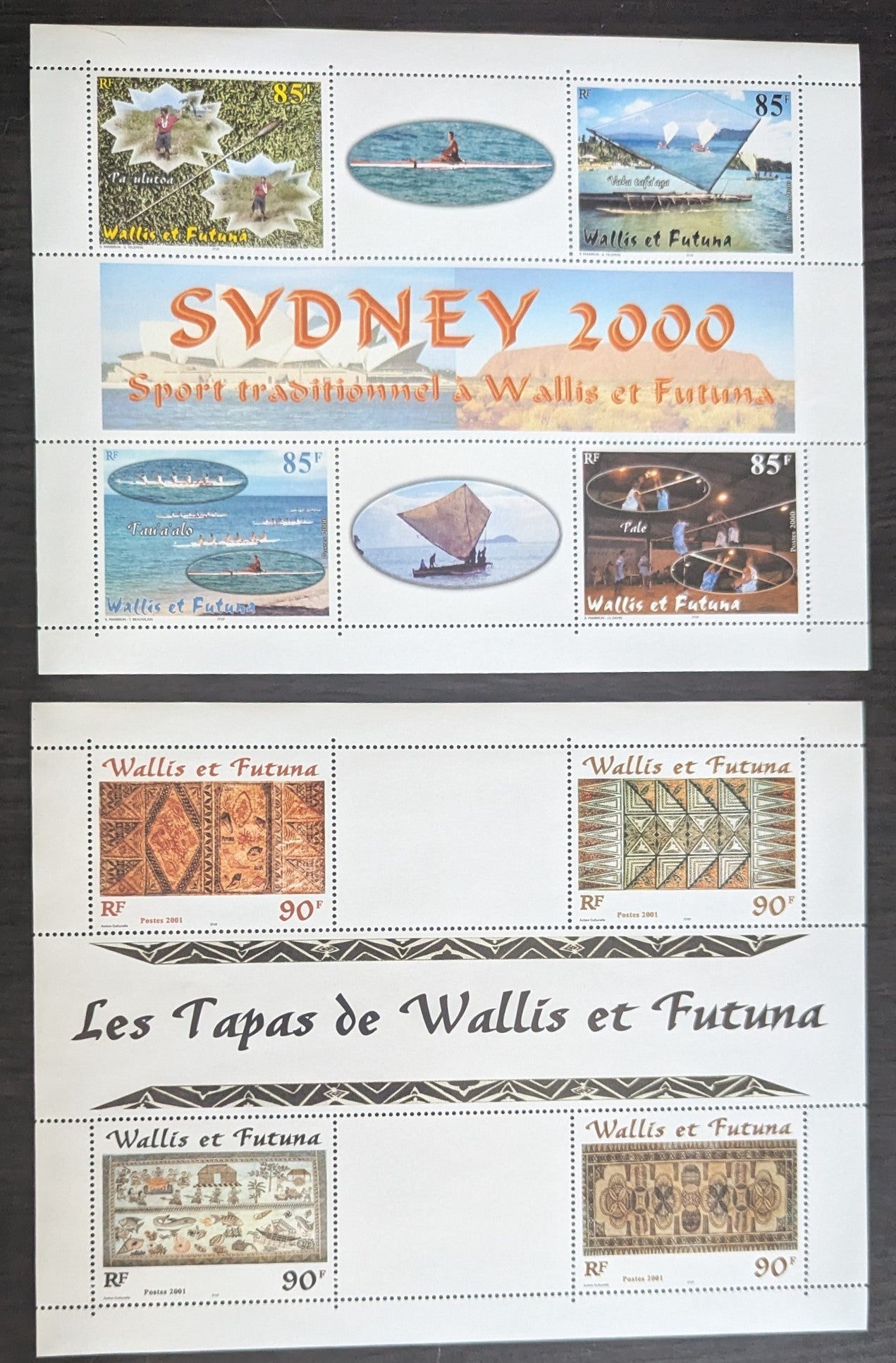 Lot 63 Wallis & Futuna SC#531/539 2000-2001 Summer olympics,Sydney - Tapas Issues, 2 VFNH Souvenir Sheets, Click on Listing to See ALL Pictures, 2017 Scott Cat. $18.75