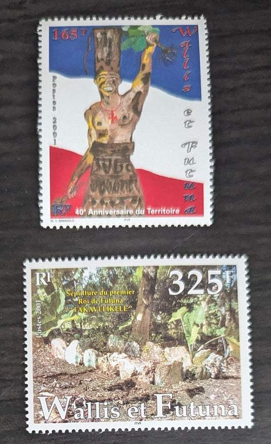 Lot 68 Wallis & Futuna SC#541-547 2001 Territorial Status, 40th Anniv - Tomb of Futuna King Fakavelikele Issues, 2 VFNH Singles, 2017 Scott Cat. $13.5