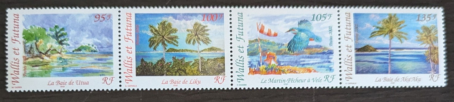 Lot 74 Wallis & Futuna SC#559 2002 Landscapes Issue, 95fr/135fr Multicolored, A VFNH Strip of 4 & Pairs, Click on Listing to See ALL Pictures, 2017 Scott Cat. $11.5