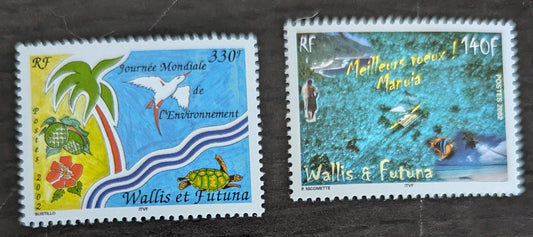 Lot 76 Wallis & Futuna SC#553/562 2002 World Environment Day - Best Wishes issues, 2 VFNH Singles, 2017 Scott Cat. $12.75