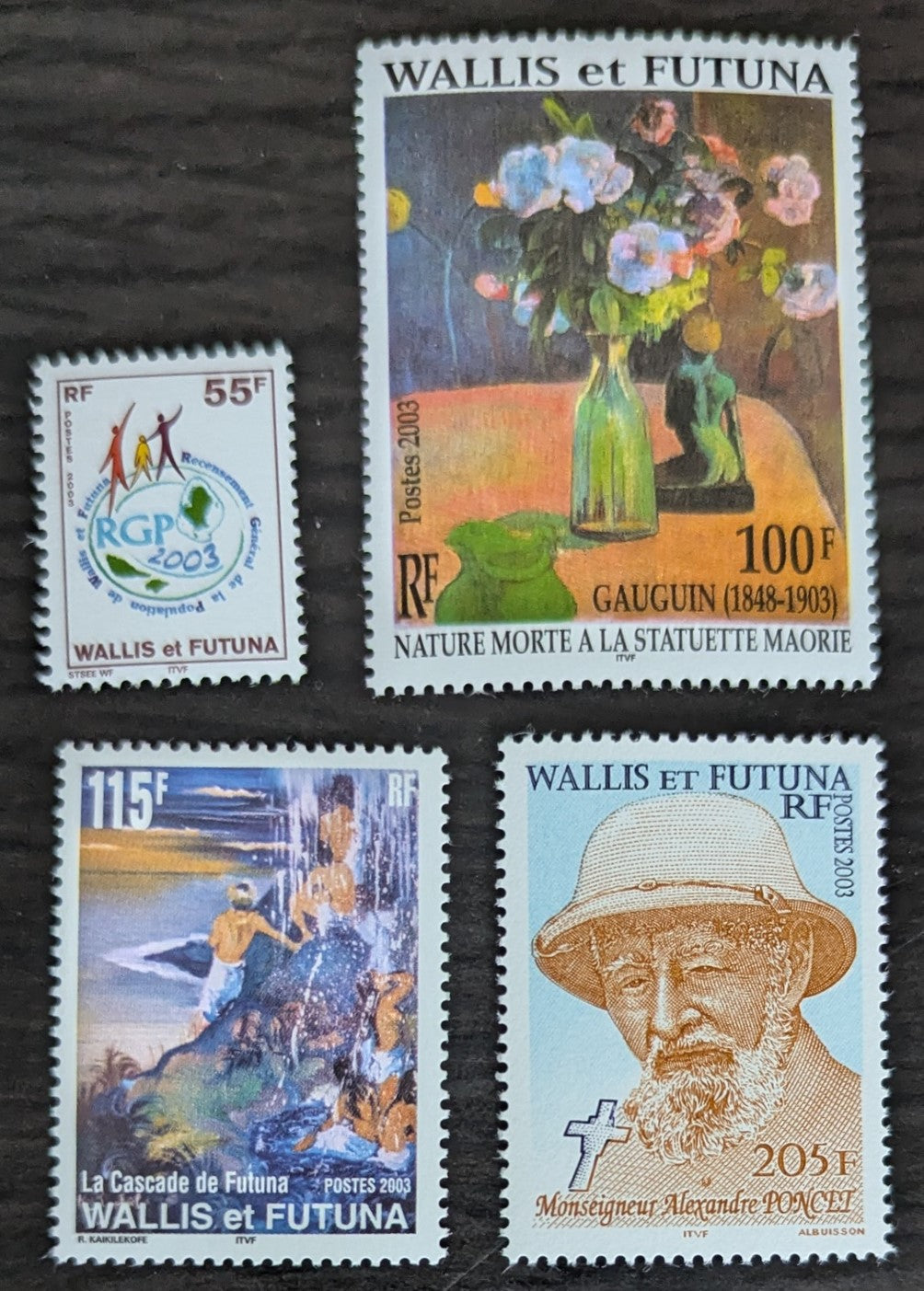 Lot 79 Wallis & Futuna SC#570/576 2003 Census - Bishop Alexandre Ponset Issues, 4 VFNH Singles, Click on Listing to See ALL Pictures, 2017 Scott Cat. $12.75