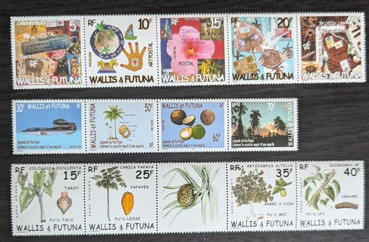 Lot 80 Wallis & Futuna SC#567/585 2003-2004 Postal Art - Flora Issues, 3 VFNH Strips of 4 & 5, Click on Listing to See ALL Pictures, 2017 Scott Cat. $11.4