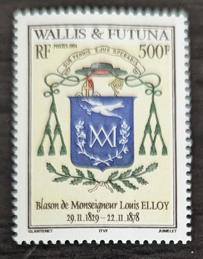 Lot 89 Wallis & Futuna SC#593 500fr Multicolored 2004 Arms of Monsignor Louis Elloy Issue, A VFNH Single, Click on Listing to See ALL Pictures, 2017 Scott Cat. $13.5