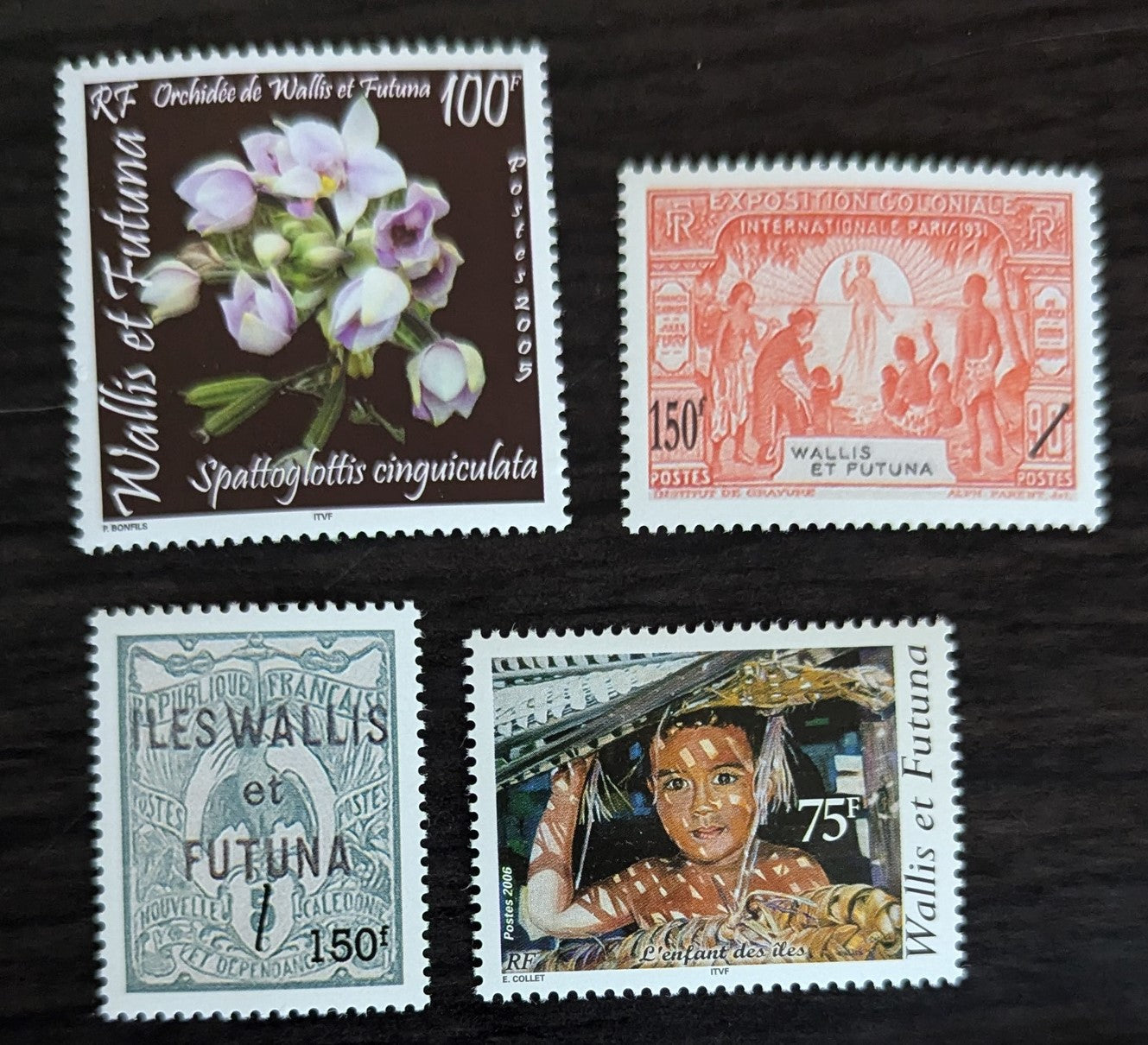 Lot 94 Wallis & Futuna SC#610-613 2005-2006 Spattoglotis Cinguiculata - Native Child Issues, 4 VFNH Singles, Click on Listing to See ALL Pictures, 2017 Scott Cat. $12.75