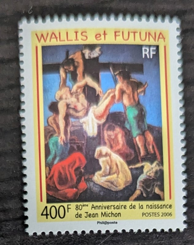 Lot 95 Wallis & Futuna SC#618 400fr Multicolored 2006 Removal of Christ from the Cross Issue, A VFNH Single, Click on Listing to See ALL Pictures, 2017 Scott Cat. $11