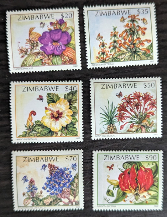 Lot 209 Zimbabwe SC#923-928 2002 Wild Flowers Issue, 6 VFNH Singles, Click on Listing to See ALL Pictures, 2017 Scott Cat. $16.5