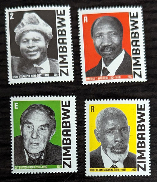 Lot 224 Zimbabwe SC#1052-1055 2007 National Heroes Issue, 4 VFNH Singles, Click on Listing to See ALL Pictures, Estimated Value $14.35