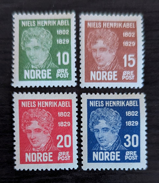 Lot 277 Norway SC#145-148 1929 Niels Henrik Ibsen Issue, 4 VFOG Singles, Click on Listing to See ALL Pictures, 2017 Scott Cat. $11.5