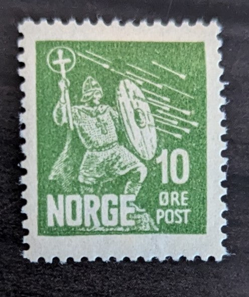 Lot 283 Norway SC#150 10o Yellow Green 1930 Saint Olaf Issue, A VFOG Single, Click on Listing to See ALL Pictures, 2017 Scott Cat. $14