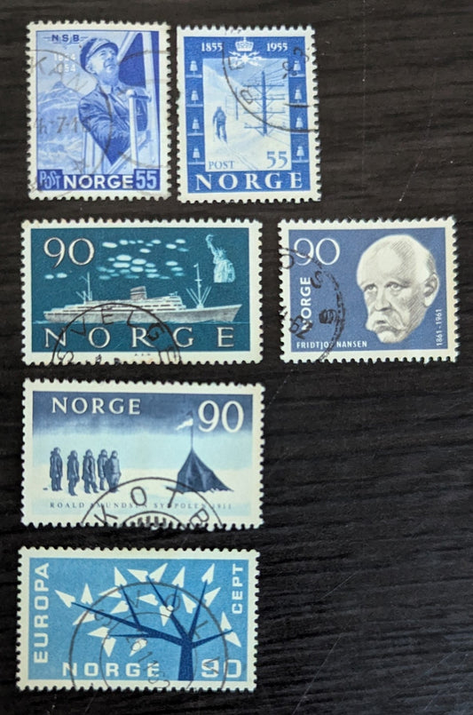 Lot 295 Norway SC#333/415 1954-1962 Inauguration of First Norwegian Railway Centenary - Europa Issues, 6 Very Fine Used Singles, Click on Listing to See ALL Pictures, 2017 Scott Cat. $10.75