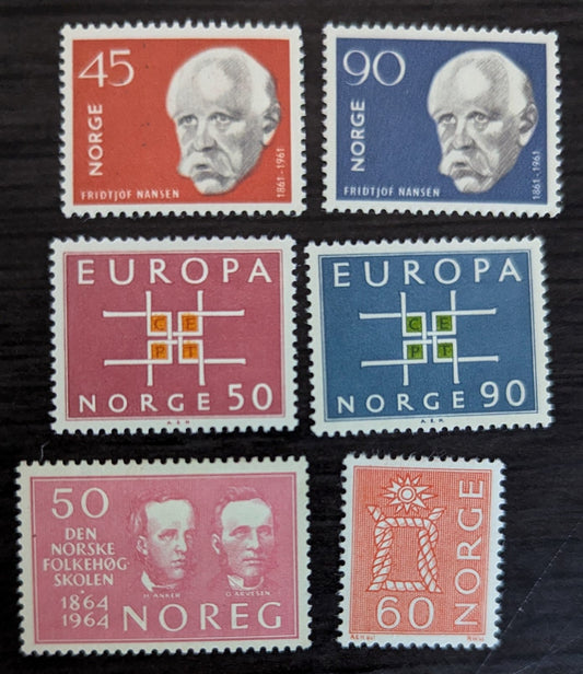 Lot 297 Norway SC#397/466a 1961-1970 Fridtjof Nansen - Rock Carvings Issues, 6 VFOG Singles, Click on Listing to See ALL Pictures, 2017 Scott Cat. $10.5