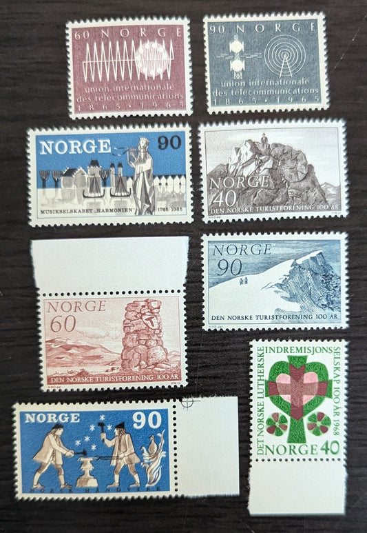 Lot 300 Norway SC#471/517 1965-1968 ITU Centenary - Centenary of the Norwegian Lutheran Home Mission Society Issues, 8 VFNH Singles, Click on Listing to See ALL Pictures, 2017 Scott Cat. $13.5