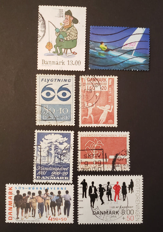 Lot 49 Denmark SC#B39/1678 1966-2011 Aid To Refugees / Sailboats Issues, 8 Fine-VF Used Singles, Click on Listing to See ALL Pictures, 2017 Scott Cat. $15.8