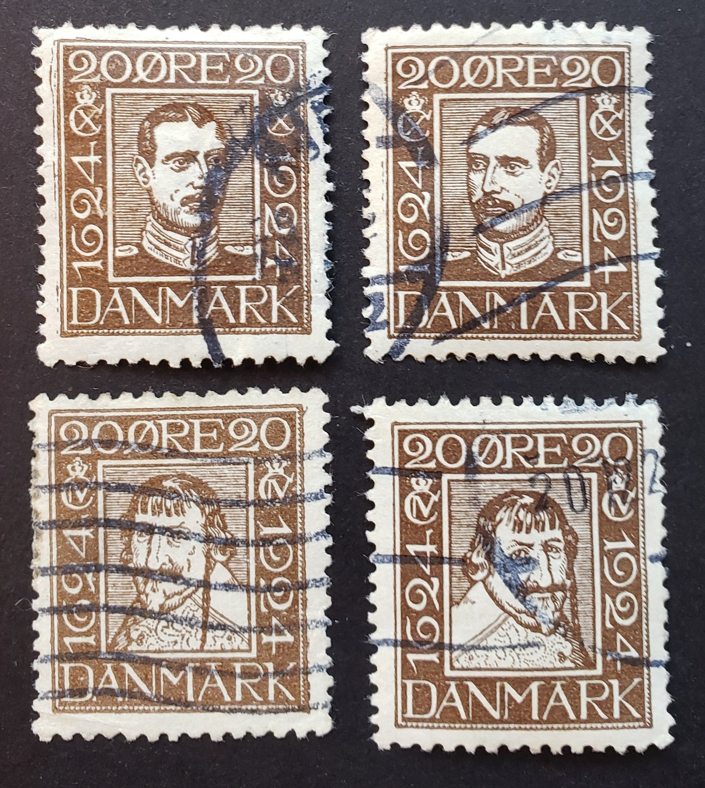 Lot 81 Denmark SC#172/175 1924 300th Anniv. Of The Danish Postal Service Issue, 4 Fine & VF Used Singles, Click on Listing to See ALL Pictures, 2017 Scott Cat. $28