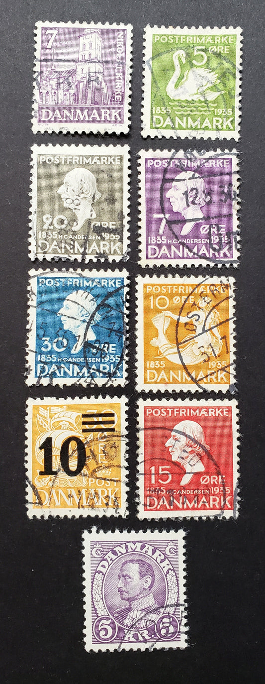 Lot 91 Denmark SC#243/251 1934-1936 King Christian X / Church Reformation Issues, 9 Fine-VF Used Singles, Click on Listing to See ALL Pictures, 2017 Scott Cat. $16.25