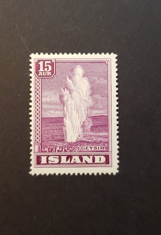 Lot 94 Iceland SC#203 15a Deep Rose Violet 1938-1947 Geyser Issue, A Fine NH Single, Click on Listing to See ALL Pictures, 2017 Scott Cat. $15.75