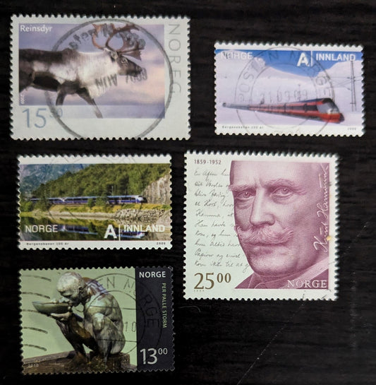 Norway SC#1566/1599 2009-2010 Wildlife - Sculpture Issues, 5 Very Fine Used Singles, Click on Listing to See ALL Pictures, 2017 Scott Cat. $12.5