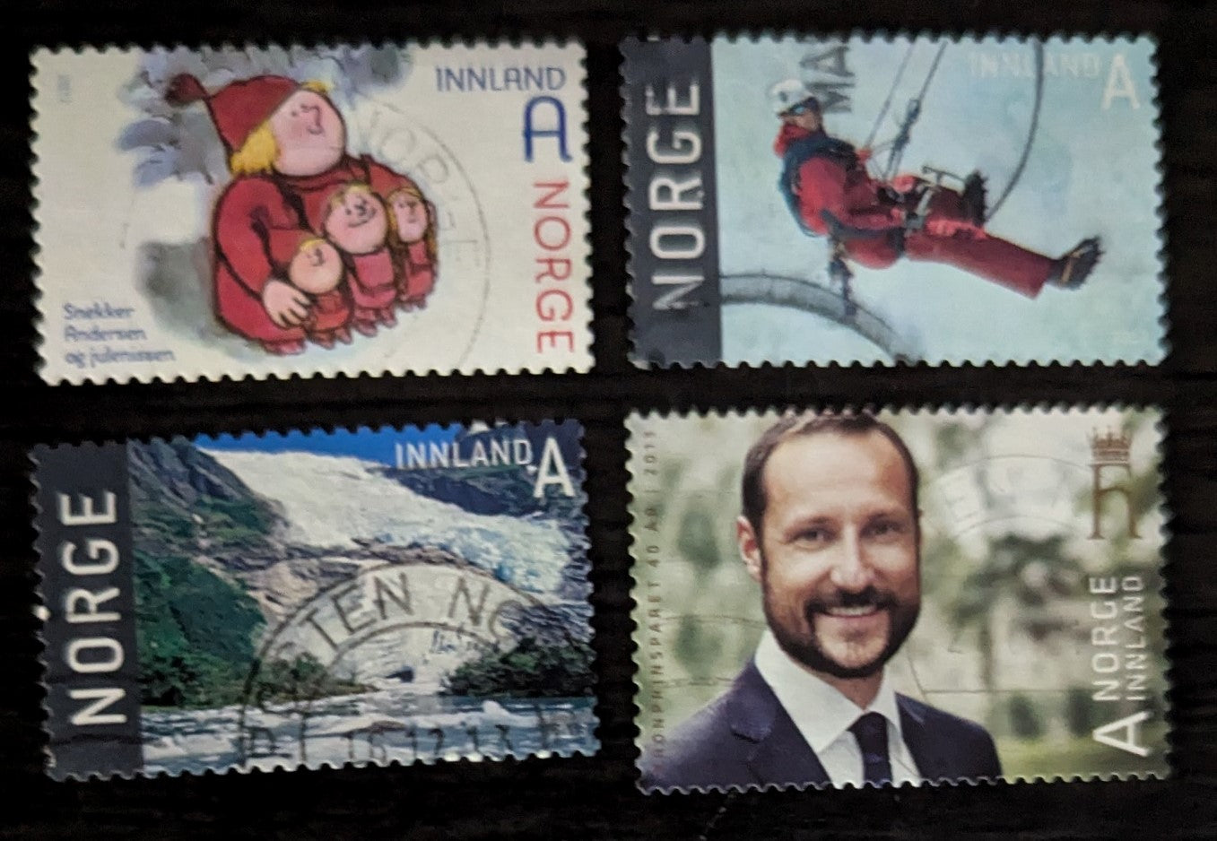 Norway SC#1693/1711 2012-2013 Christmas - 40th Birthday of Crown Prince Haakon Issues, 4 Very Fine Used Singles, Click on Listing to See ALL Pictures, 2017 Scott Cat. $13.5