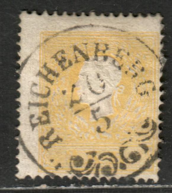 Lot 2 Austria SC#6 2kr Yellow 1858-1859 Franz Josef Issue, Type II With Sock On The Nose Cancel, A Fine Used Single, Click on Listing to See ALL Pictures, 2022 Scott Classic Cat. $55