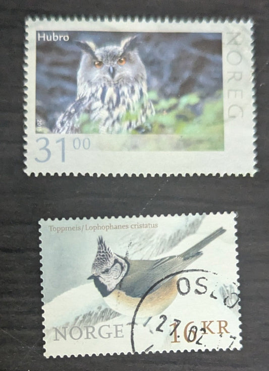 Norway SC#1756/1758 2015 Wildlife - Birds Issues, 2 Very Fine Used Singles, Click on Listing to See ALL Pictures, 2017 Scott Cat. $12.5