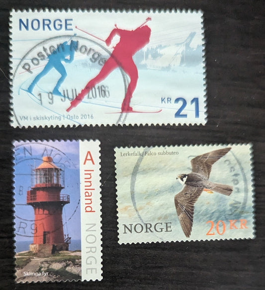 Norway SC#1789/1812 2016 World Biathlon Championships - Birds Issues, 3 Very Fine Used Singles, Click on Listing to See ALL Pictures, 2017 Scott Cat. $12.75