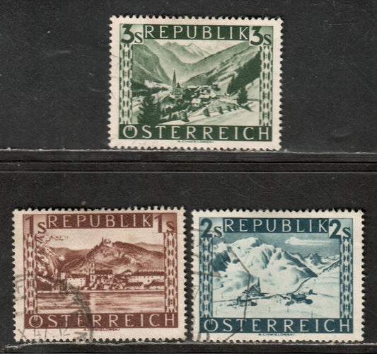 Lot 45 Austria SC#496/498 1946 Scenic Issue, 3 Very Fine Used Singles, Click on Listing to See ALL Pictures, 2017 Scott Cat. $12.25