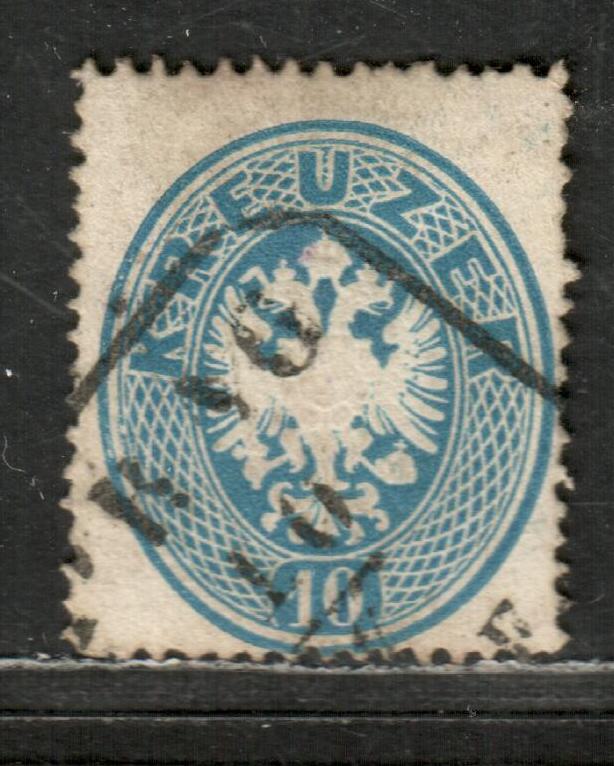 Lot 6 Austria SC#20 10kr Blue 1863 Coat Of Arms Issue, A Fine Used Single, Click on Listing to See ALL Pictures, 2022 Scott Classic Cat. $18.5