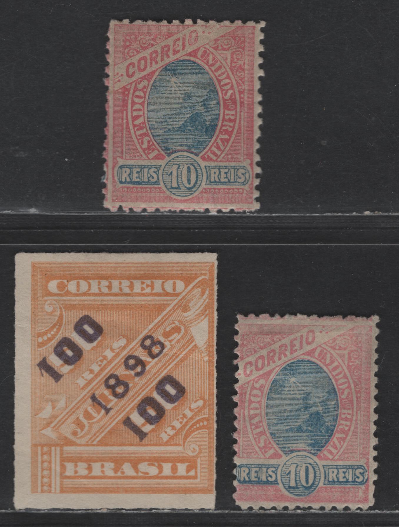 Lot 23 Brazil SC#113/129 1894-1898 Sugarloaf Mountain - Newspaper Stamps Surcharged Issues, 3 VG Unused & VFOG & Unused Singles, Click on Listing to See ALL Pictures, 2022 Scott Classic Cat. $7.50, Net, Est. $4