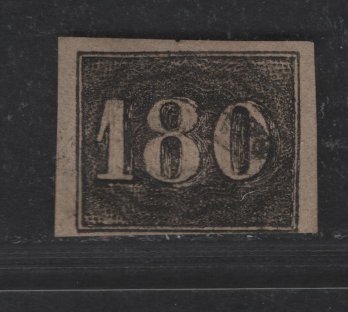 Lot 6 Brazil SC#26 180r Black 1850 Goat's Eyes Issue, A Fine Used Imperf Single, Click on Listing to See ALL Pictures, 2022 Scott Classic Cat. $65, Net. Est. $32