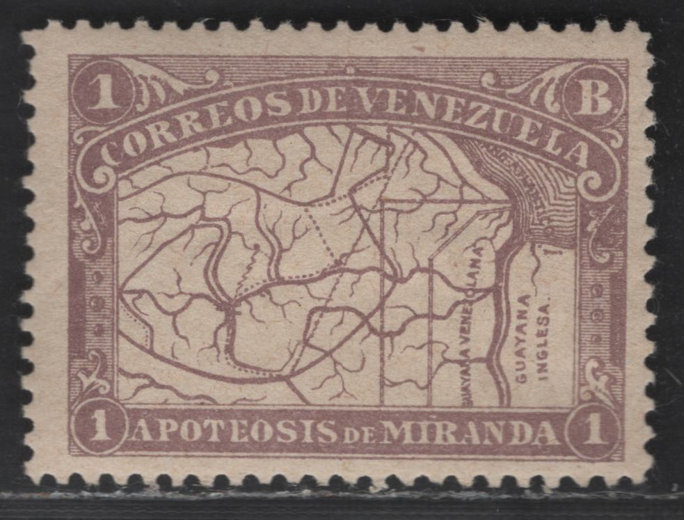 Venezeula SC#141F Forgery Of 1b Lilac From The  1896 Map Of Venezuela Issue, 1 VFOG Single, Click on Listing to See ALL Pictures, 2017 Scott Cat. $40 As Genuine,  Net Est. As Reference $5