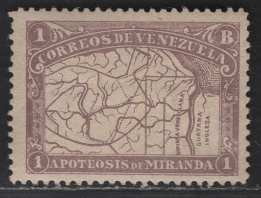 Venezeula SC#141F Forgery Of 1b Lilac From The  1896 Map Of Venezuela Issue, 1 VFOG Single, Click on Listing to See ALL Pictures, 2017 Scott Cat. $40 As Genuine,  Net Est. As Reference $5