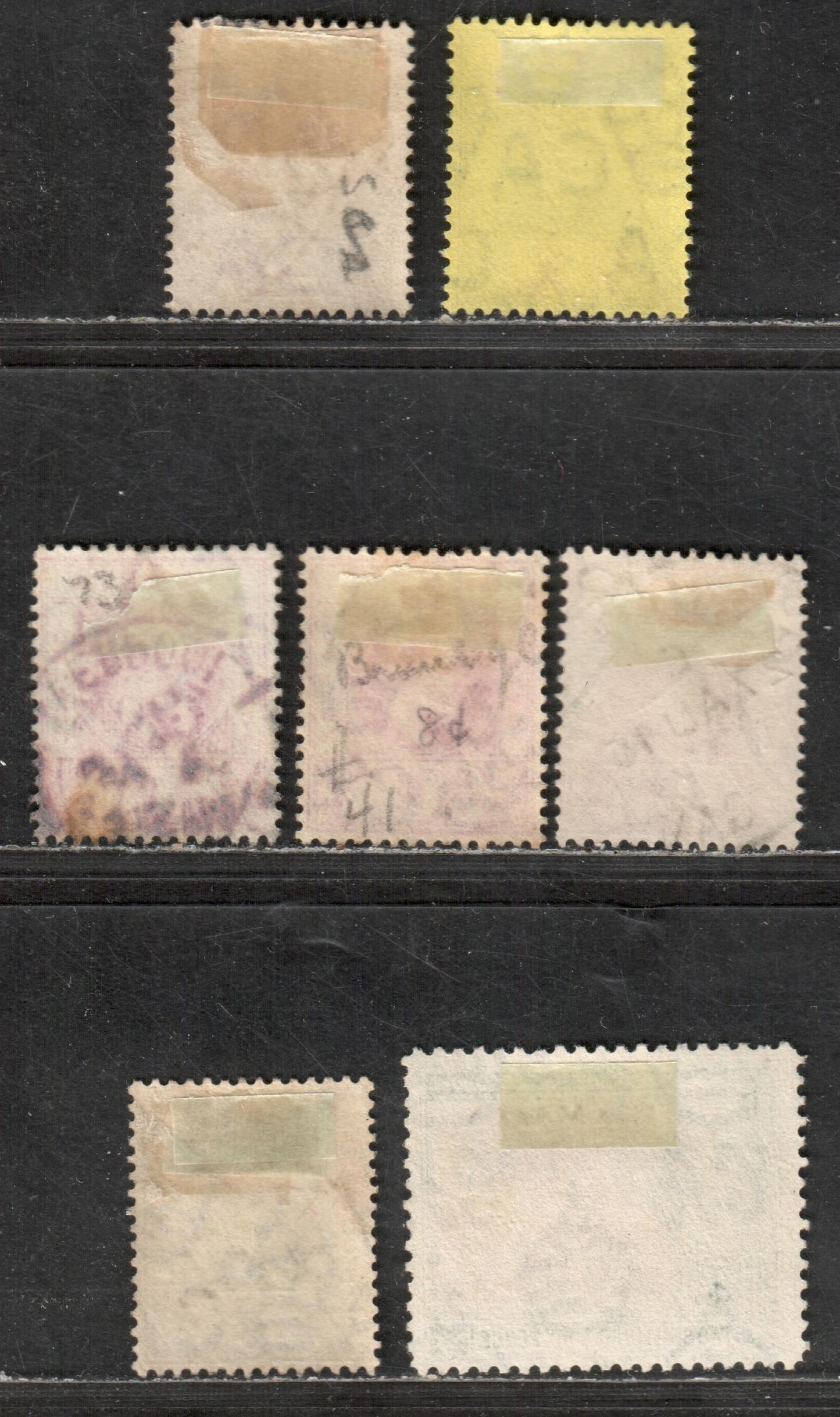 Lot 10 Gambia SG#47/158 1902-1905 King Edward VII Keyplates - 1938-1952 King George VI Colonial Badge Definitives Issues, 2d Orange & Mauve - 2//6d Sepia & Dull Green, 7 Very Fine Used Singles, Click on Listing to See ALL Pictures, Estimated Value $5