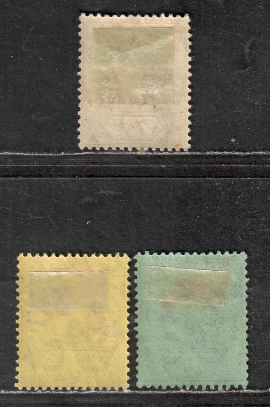 Lot 12 Gambia SG#75a/81 1909 King Edward VII Keyplates New Colours Issue, With Multiple crown CA Wmk, 3d Is Purple On Lemon Yellow, 3 VFOG Singles, Click on Listing to See ALL Pictures, Estimated Value $20