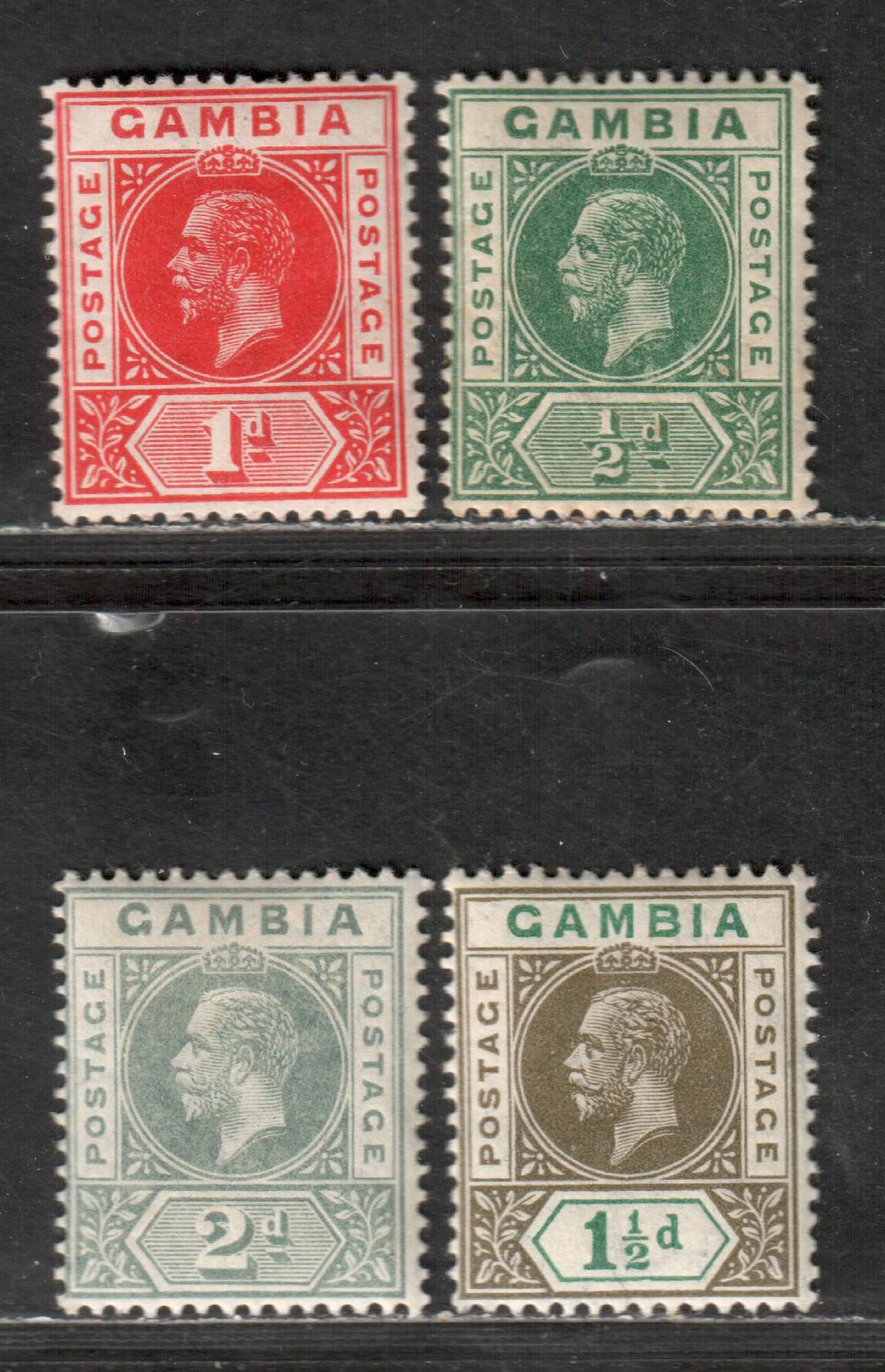 Lot 14 Gambia SG#86a/89 1912-1922 King George V Keyplates, 4 F/VF OG Singles, Click on Listing to See ALL Pictures, Estimated Value $10