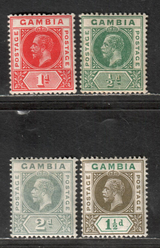 Lot 14 Gambia SG#86a/89 1912-1922 King George V Keyplates, 4 F/VF OG Singles, Click on Listing to See ALL Pictures, Estimated Value $10