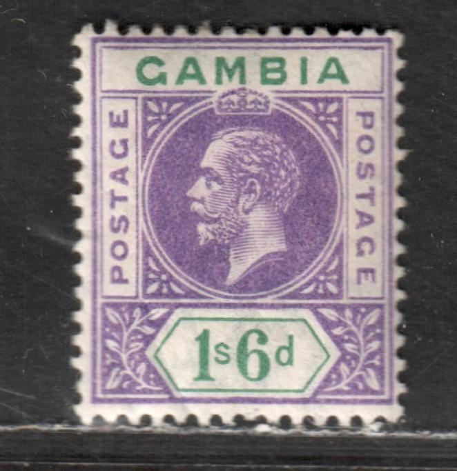 Lot 16 Gambia SG#98 1/6d Violet & Green 1912-1922 King George V Keyplates, With Multiple crown CA Wmk, A F/VF OG Single, Click on Listing to See ALL Pictures, Estimated Value $20