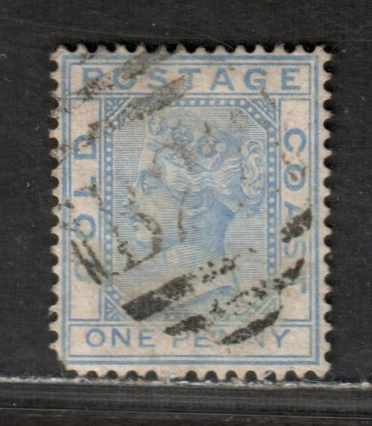 Lot 24 Gold Coast SG#10 1d Blue 1883 Queen Victoria Keyplate Issue, With crown CA Watermark, Scarce On 1d, A Very Good Used Single, Click on Listing to See ALL Pictures, Estimated Value $20