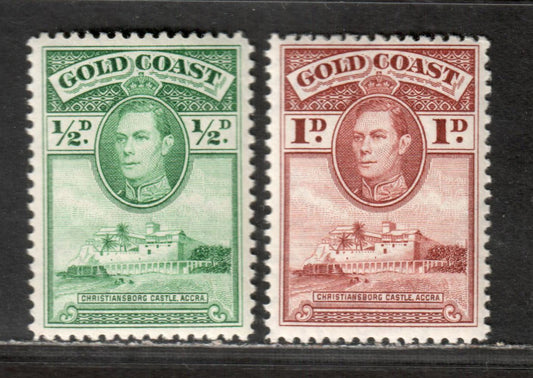 Lot 39 Gold Coast SG#120/121 1938-1941 George VI And Christiansborg Castle Issue, 1938 Printings With Uncommon Line 12 Perf, 2 VFNH Singles, Click on Listing to See ALL Pictures, Estimated Value $30