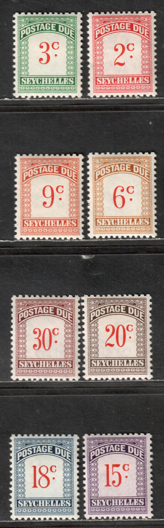 Lot 47 Seychelles SG#D1/D8 1951 Postage Due Issue, 8 F/VF OG Singles, Click on Listing to See ALL Pictures, Estimated Value $8