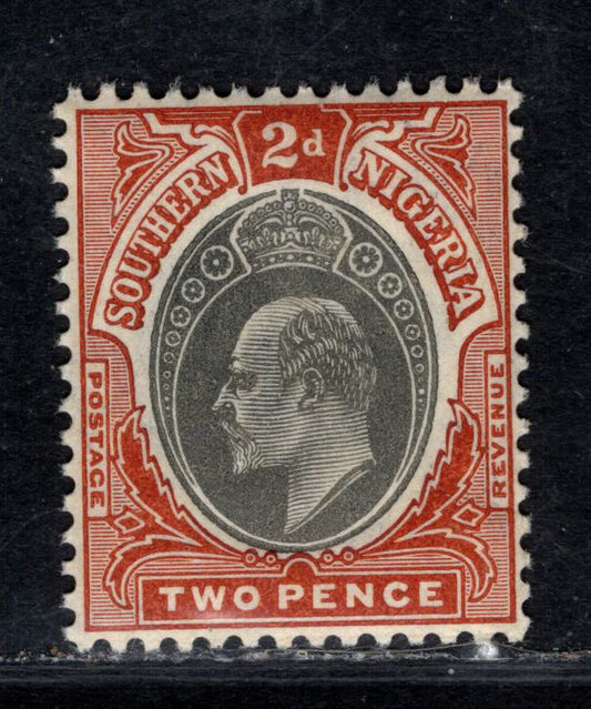 Lot 159 Southern Nigeria SG#23a 2d Slate Gray & Deep Chestnut 1904-1905 King Edward VII Keyplates Issue, Multiple Crown CA Wmk, Ordinary Paper, Head Type B On Type A, A VFNH Single, Click on Listing to See ALL Pictures, Estimated Value $12