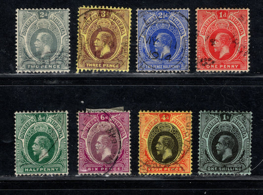 Southern Nigeria SG#45-52 1912-1913 King George V Keyplate Issue, Multiple Crown CA Wmk, , 8 Very Fine Used Singles, Click on Listing to See ALL Pictures, Estimated Value $10