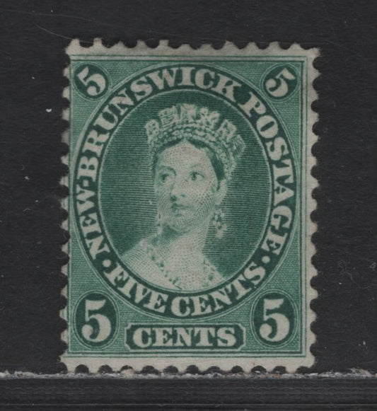 Lot 160 New Brunswick - Canada #8a 5c Blue Green Queen Victoria, 1860-1867 Cents Issue, A FNG Single Perf 12 On Soft Translucent Wove Paper