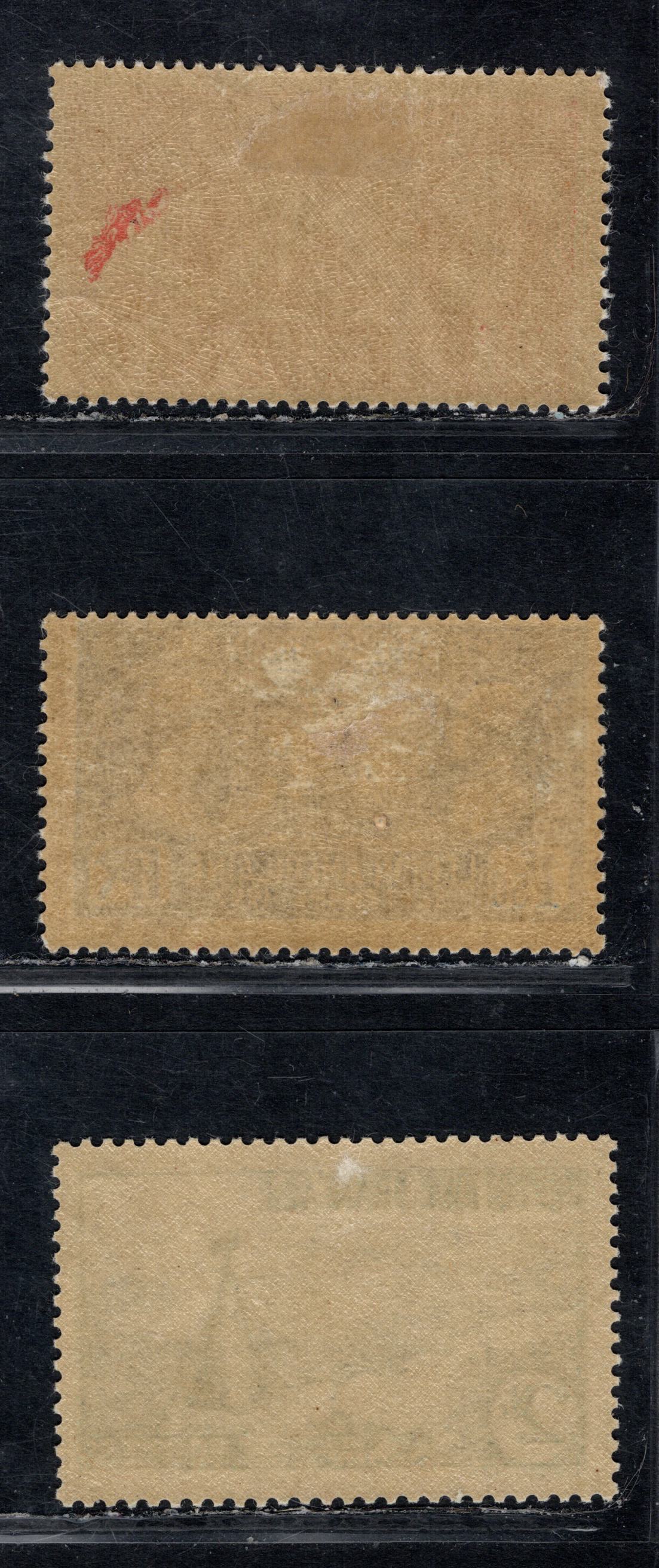 Lot 164 France SC#243-244, 299 90c-2fr Dull Red - Blue Green Lafayette, Washington - Breton River Scene, 1927-1935 Legionnaires Visit - Breton River Issue, 3 F/VFOG Singles