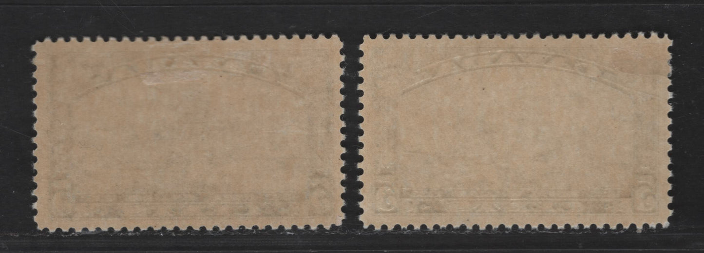 Canada #204 5c Deep Dull Blue, Deep Blue Royal William, 1933 Royal William Issue, 2 VFOG Singles Deep Yellowish Cream Semi-Gloss Gum
