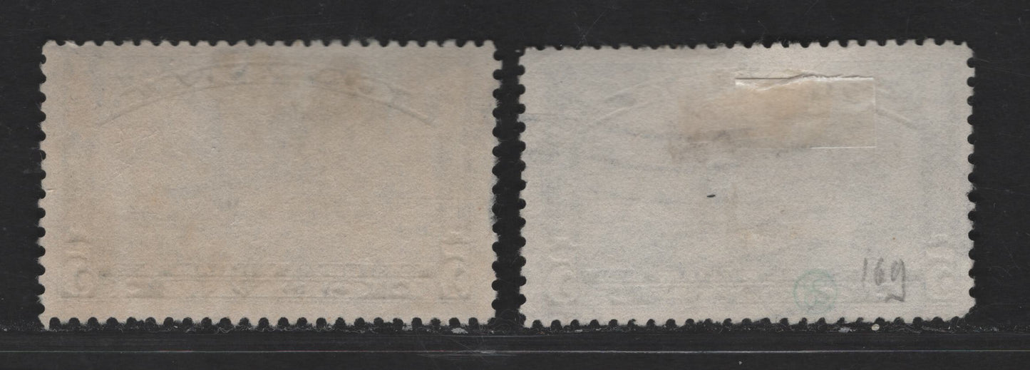 Canada #204var 5c Dark Dull Blue, Pale Bright Blue Royal William, 1933 Royal William Issue, 2 Fine Used Singles Very Scarce, First Time We Have Offered Or Seen This Pale A Shade Of Blue On This Issue