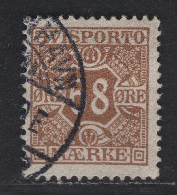 Denmark SC#P7 68o Yellow Brown Numeral of Value, 1907 Newspaper Issue, A Fine Used Single, Wmk 113, Perf 13